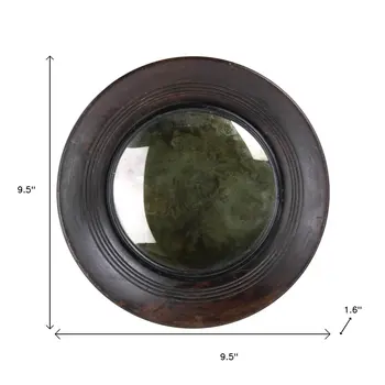 10" Espresso Wood Round Accent Mirror