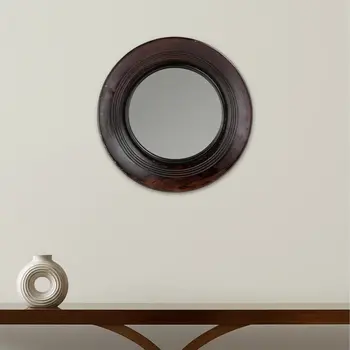 10" Espresso Wood Round Accent Mirror