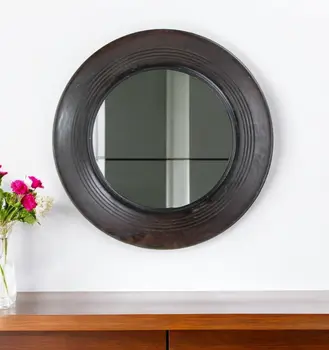 12" Espresso Round Framed Accent Mirror