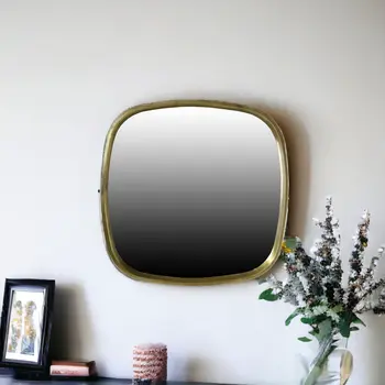 27" Brass Abstract Accent Mirror
