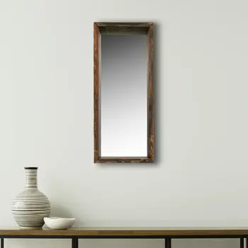 30" Brown Wood Accent Mirror
