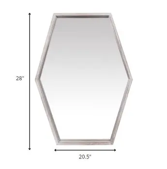 Wooden Hexagonal Wall Mirror