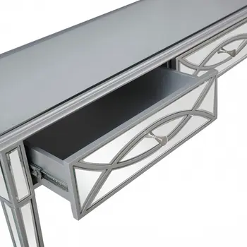 Silver Glass Mirror Console Table