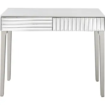 40" Silver Mirrored Glass Console Table