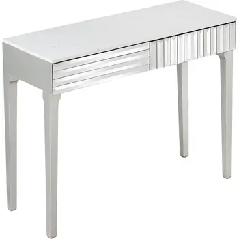 40" Silver Mirrored Glass Console Table