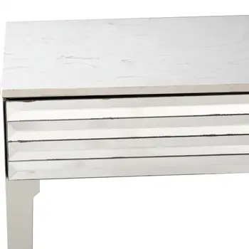 40" Silver Mirrored Glass Console Table