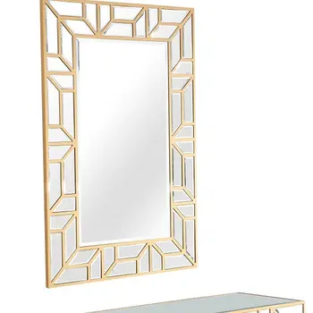 Gold Geometric Mirror and Console Table
