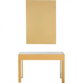Gold Geometric Mirror and Console Table