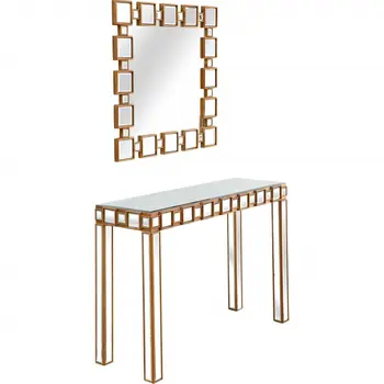 43" Gold And Silver Mirrored Glass Console Table