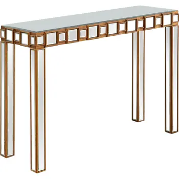 43" Gold And Silver Mirrored Glass Console Table