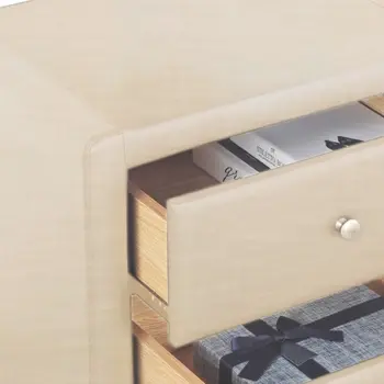 20" Beige Wood Two Drawer Nightstand