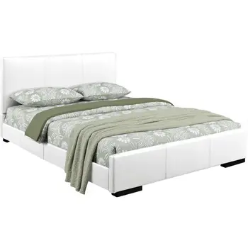 White Faux Leather Queen Bed Frame