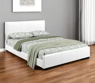 White Faux Leather Queen Bed Frame