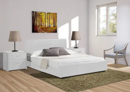 White Faux Leather Queen Bed Frame