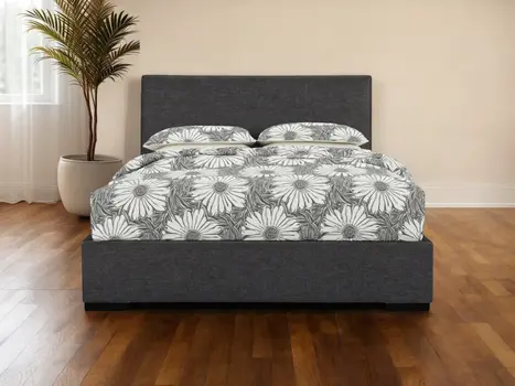 Gray Upholstered Queen Bed Frame