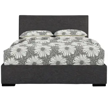 Gray Upholstered Queen Bed Frame