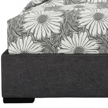Gray Upholstered Queen Bed Frame