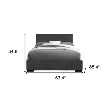 Gray Upholstered Queen Bed Frame