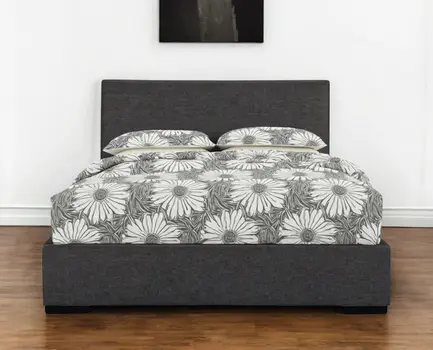 Gray Upholstered King Bed Frame