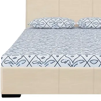 Beige Faux Leather Full Bed Frame