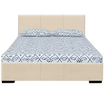 Beige Faux Leather Full Bed Frame