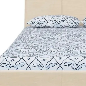 Beige Faux Leather Queen Bed Frame