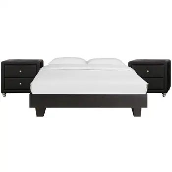 Black Wood And Linen King Bed Frame