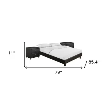 Black Wood And Linen King Bed Frame