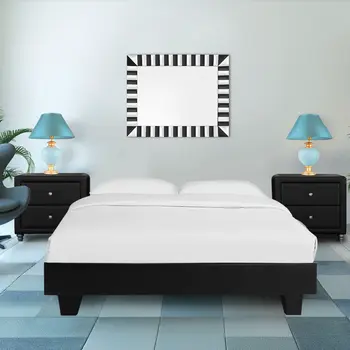 Black Wood And Linen King Bed Frame