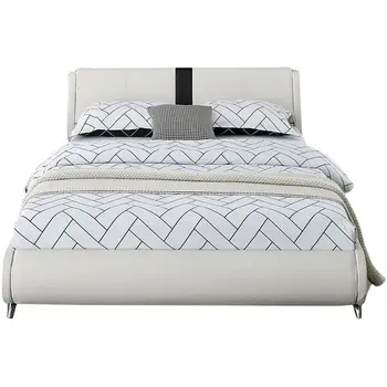 White Faux Leather King Bed Frame