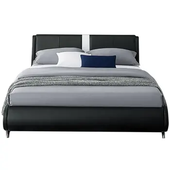 Black Faux Leather Queen Bed Frame