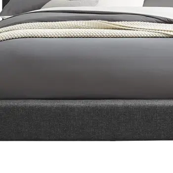 Gray Tufted Upholstered King Bed Frame