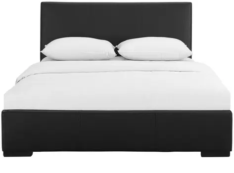 Black Solid and Manufactured Wood Full Upholstered Faux Leather Bed Frame