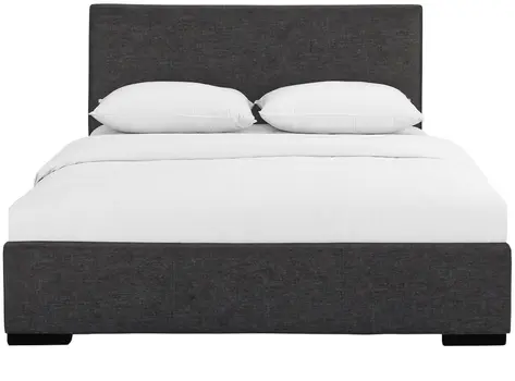 Gray Wood Upholstered King Bed Frame
