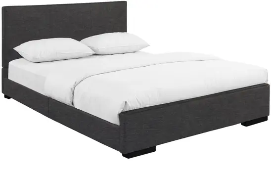 Gray Wood Upholstered King Bed Frame