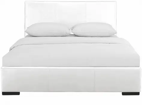 White Faux Leather Queen Bed Frame