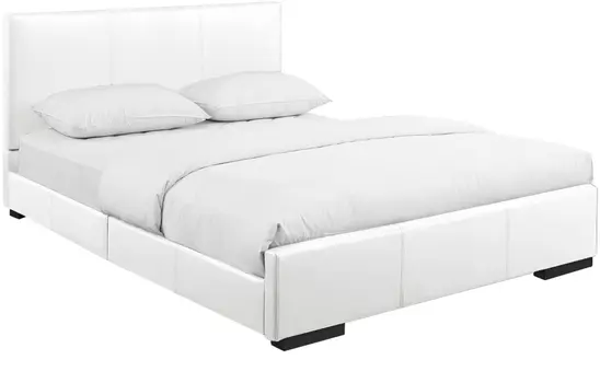 White Faux Leather Queen Bed Frame