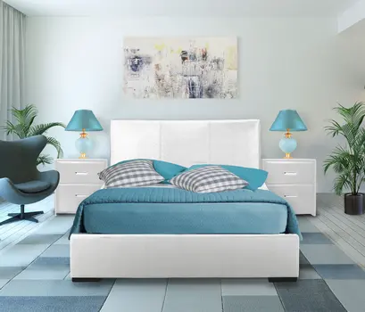 White Faux Leather Queen Bed Frame