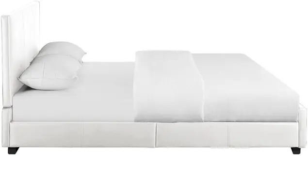 White Faux Leather King Bed Frame