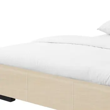 Beige Faux Leather King Bed Frame