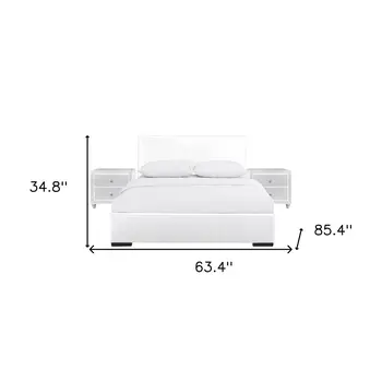 Solid Manufactured Wood White Standard Bed Upholstered With Headboard