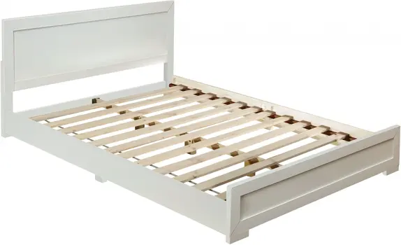 White Solid and Manufactured Wood Full Bed Frame