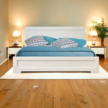 White Solid and Manufactured Wood Full Bed Frame