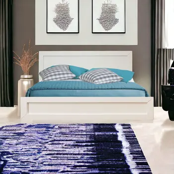 White Solid and Manufactured Wood Queen Bed Frame