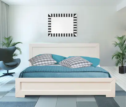 White Solid and Manufactured Wood Queen Bed Frame