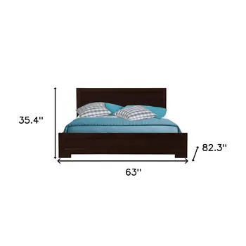 Espresso Solid and Manufactured Wood Queen Bed Frame