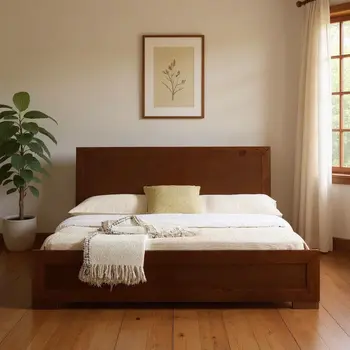 Walnut Wood Twin Platform Bed