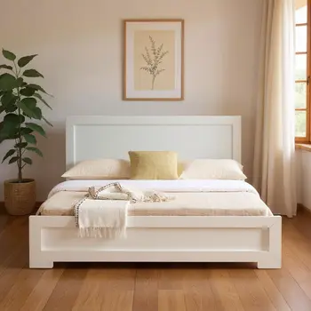 White Wood Twin Platform Bed