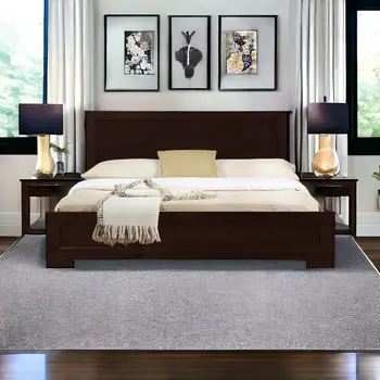 Espresso Solid and Manufactured Wood Queen Bed Frame