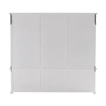 71" White Solid Wood Frame Dining Hutch With Multiple Shelves And Three Drawers